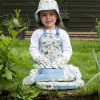Childs garden sun hat, gardening apron, gloves and kneeler