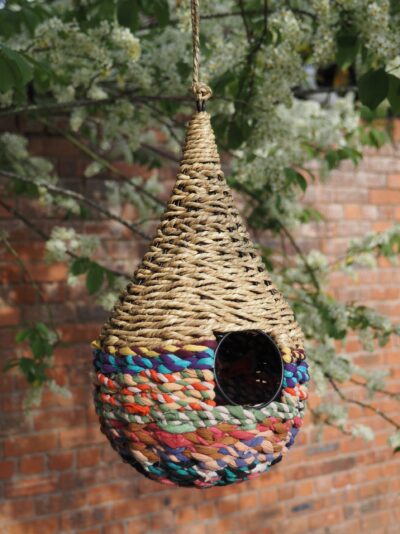 Munja And Reclaimed Sari Fabric Bird Nester