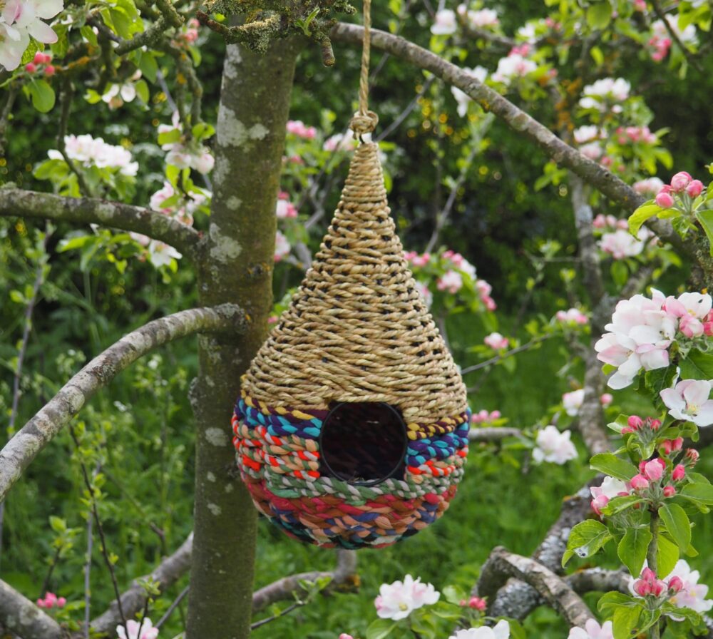 Munja And Reclaimed Sari Fabric Bird Nester - Image 8