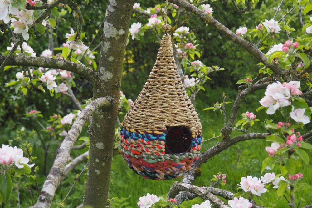 Munja And Reclaimed Sari Fabric Bird Nester - Image 7