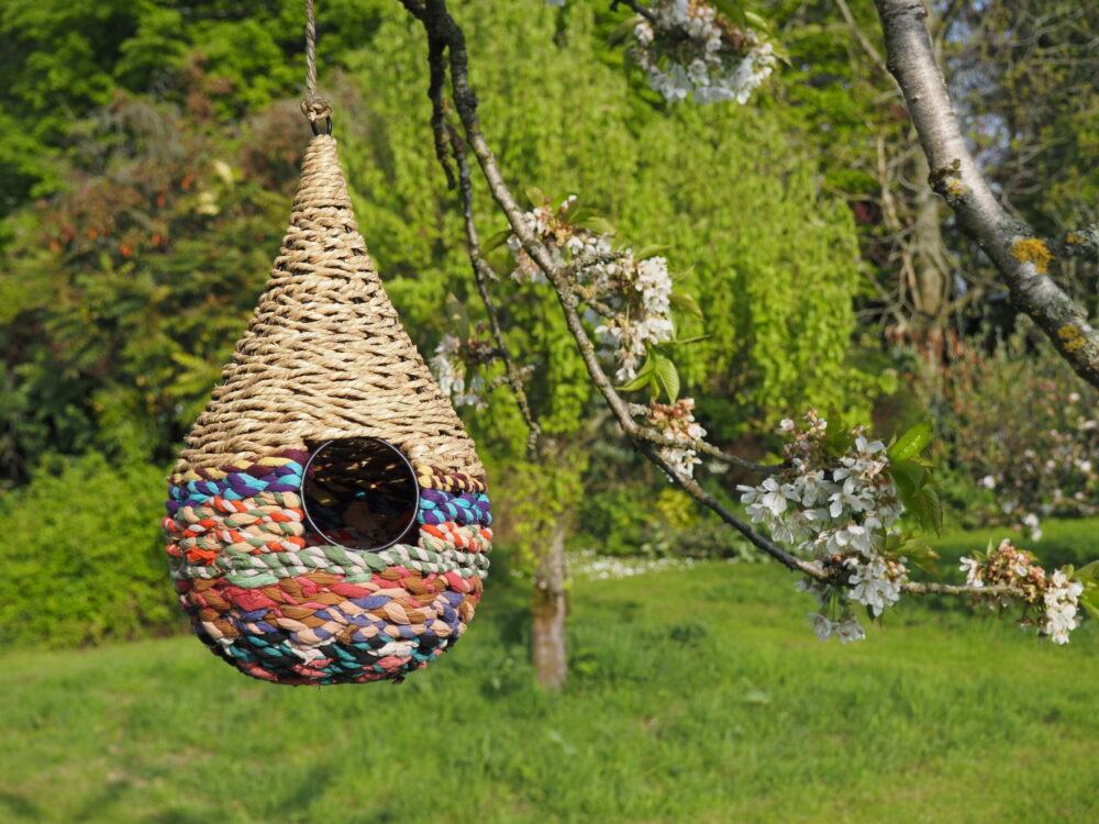 Munja And Reclaimed Sari Fabric Bird Nester - Image 6