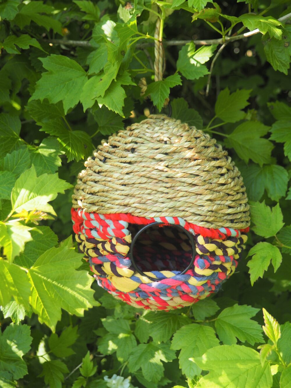 Munja And Reclaimed Sari Fabric Bird Nester - Image 6