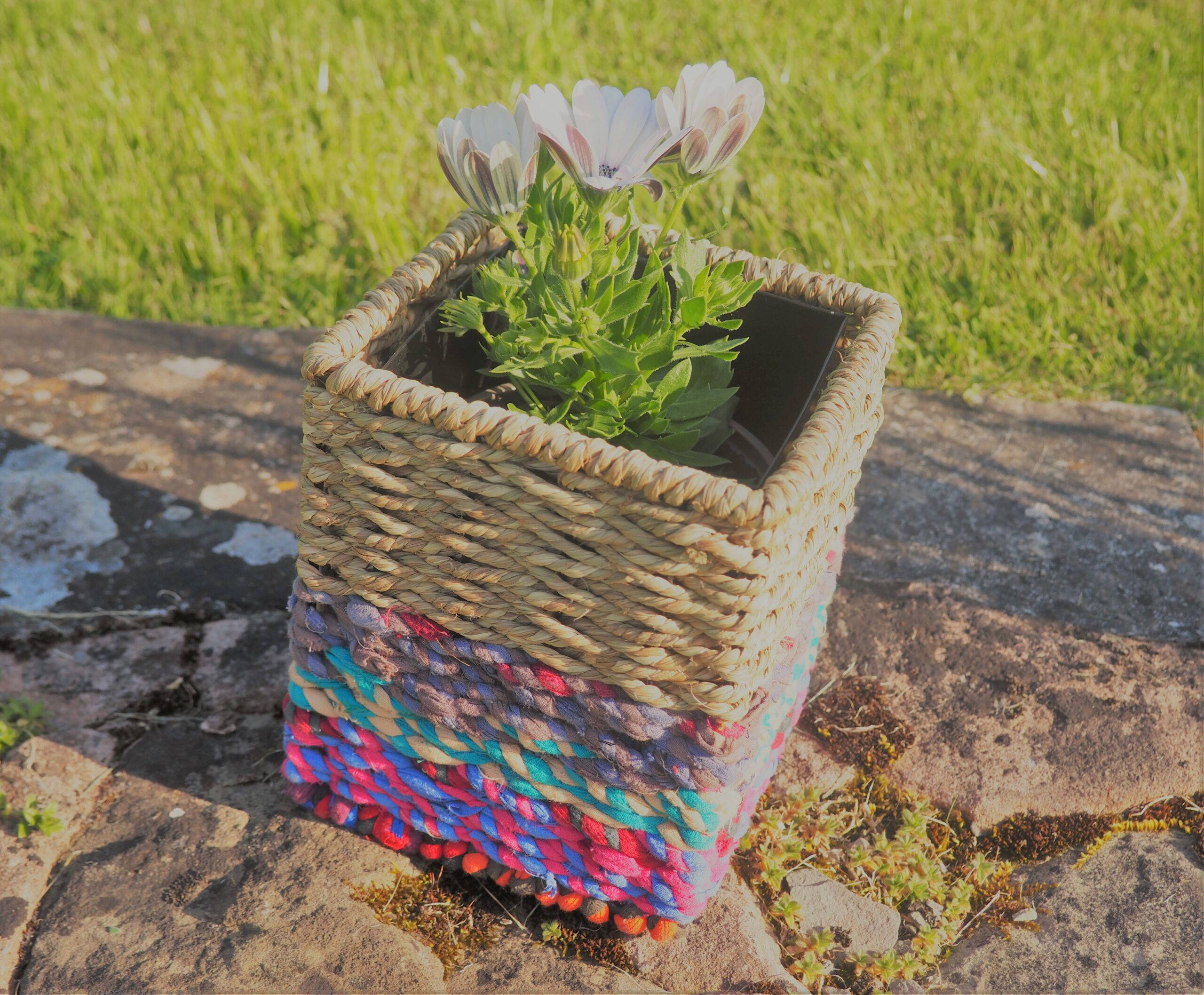 Munja And Reclaimed Sari Fabric Planter – Small - Image 8