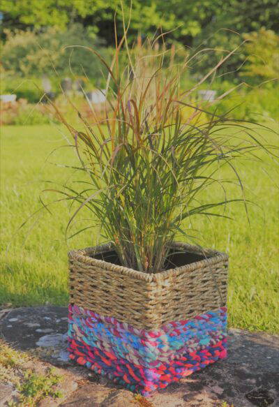 Munja And Reclaimed Sari Fabric Planter – Medium