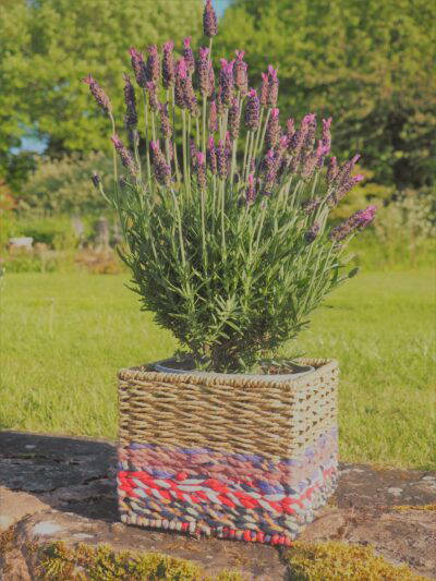 Munja And Reclaimed Sari Fabric Planter - Large