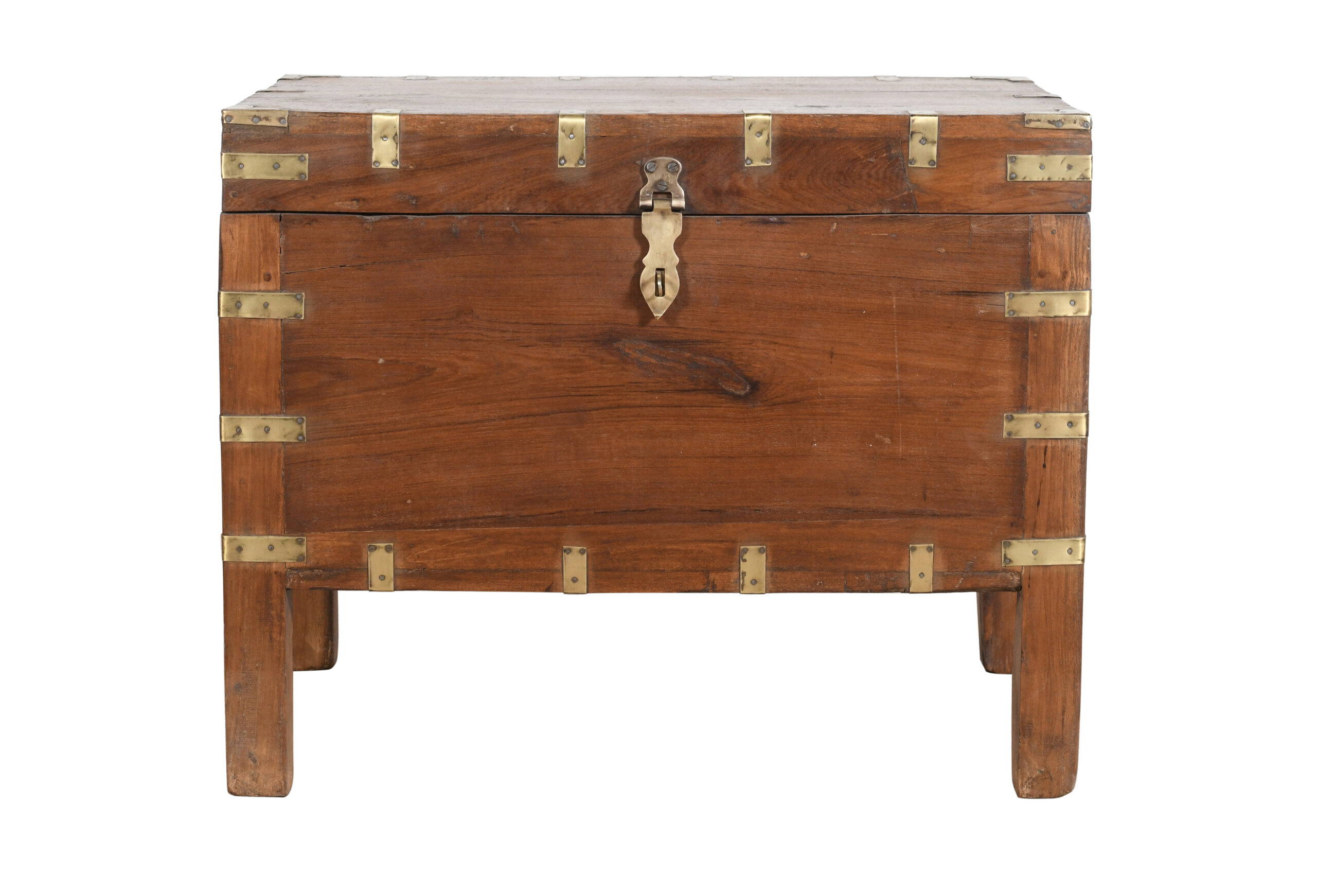 Antique Indian Teak Wood Pitara Dowry Chest - Image 4
