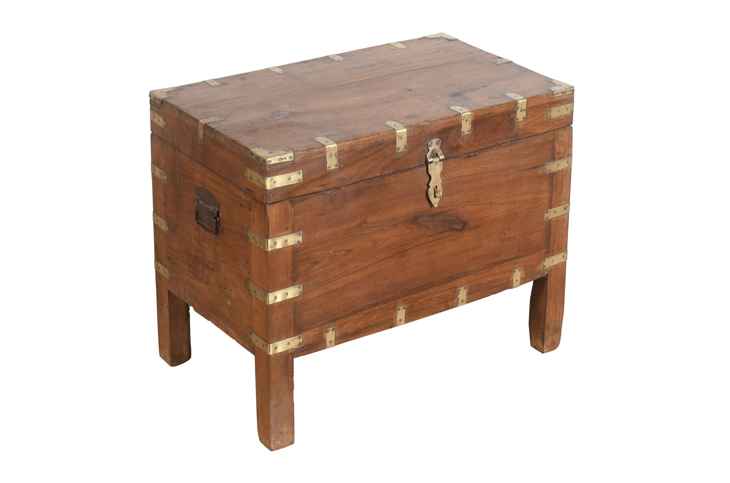 Antique Indian Teak Wood Pitara Dowry Chest - Image 2