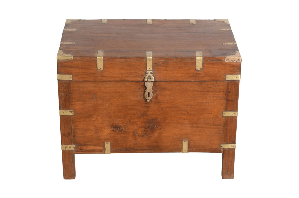 Antique Indian Teak Wood Pitara Dowry Chest - Image 3