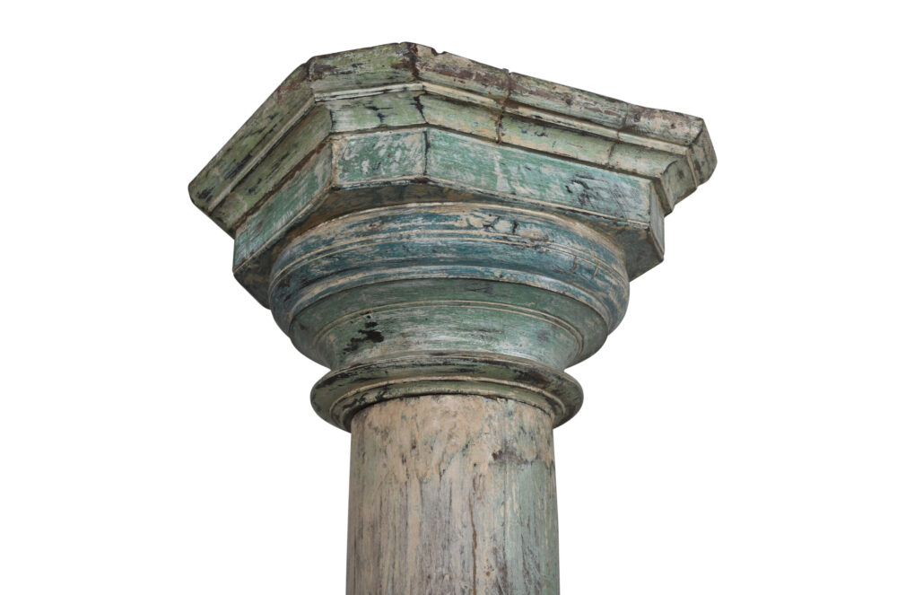 Antique Indian Teak Wood And Stone Set of 4 Pillars - Image 8