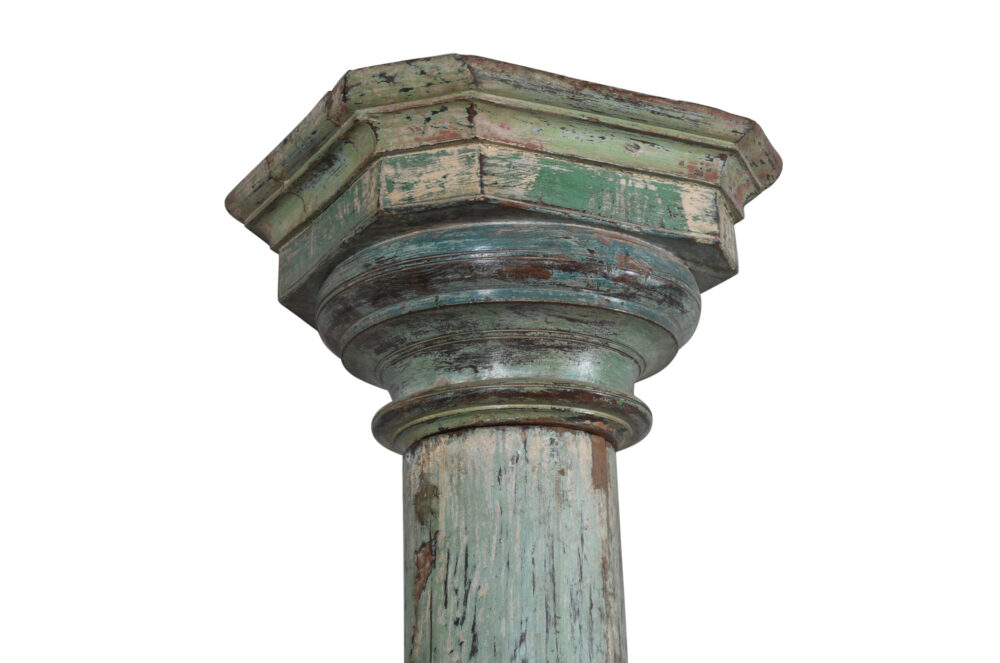 Antique Indian Teak Wood And Stone Set of 4 Pillars - Image 5