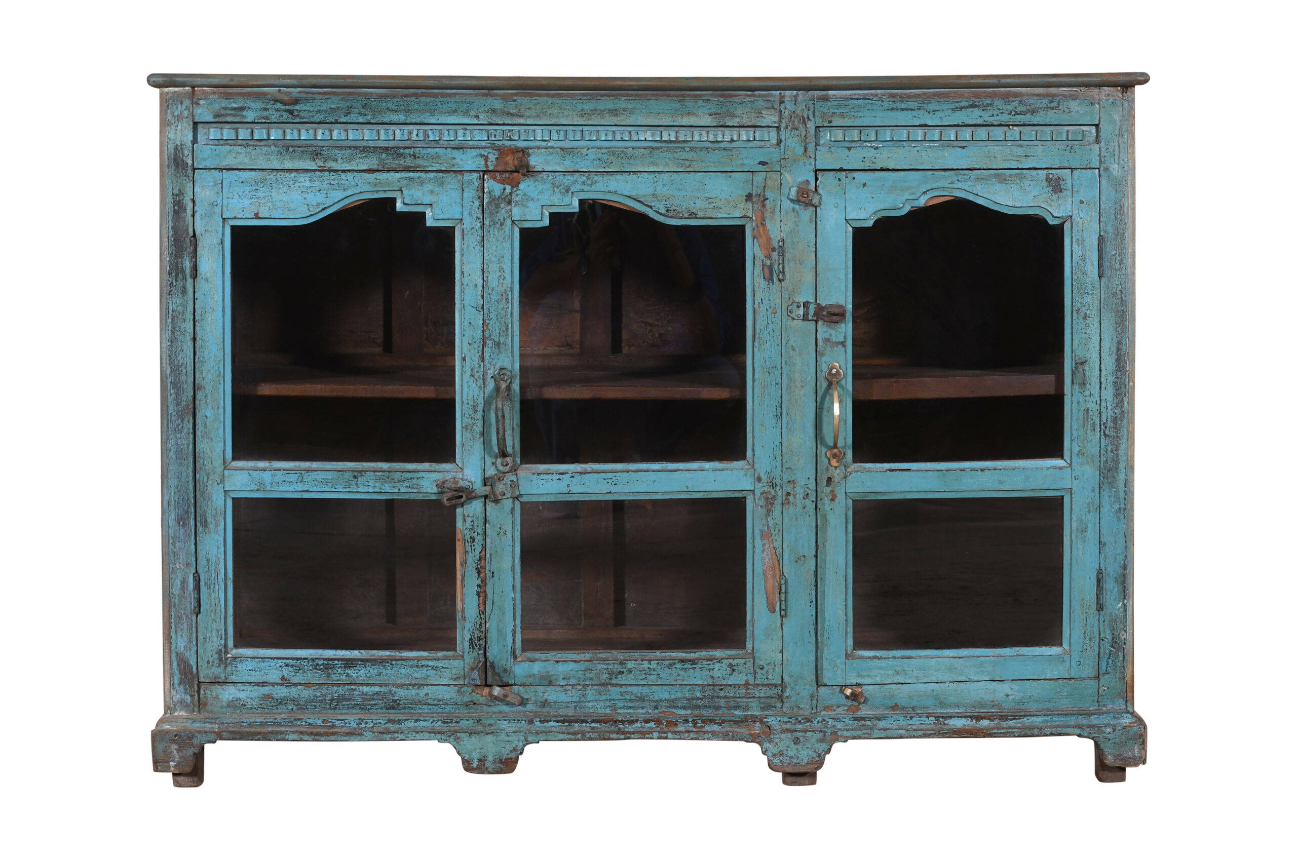 Antique Indian Burma Teak Wood Almirah or Sideboard Display Cupboard - Image 5