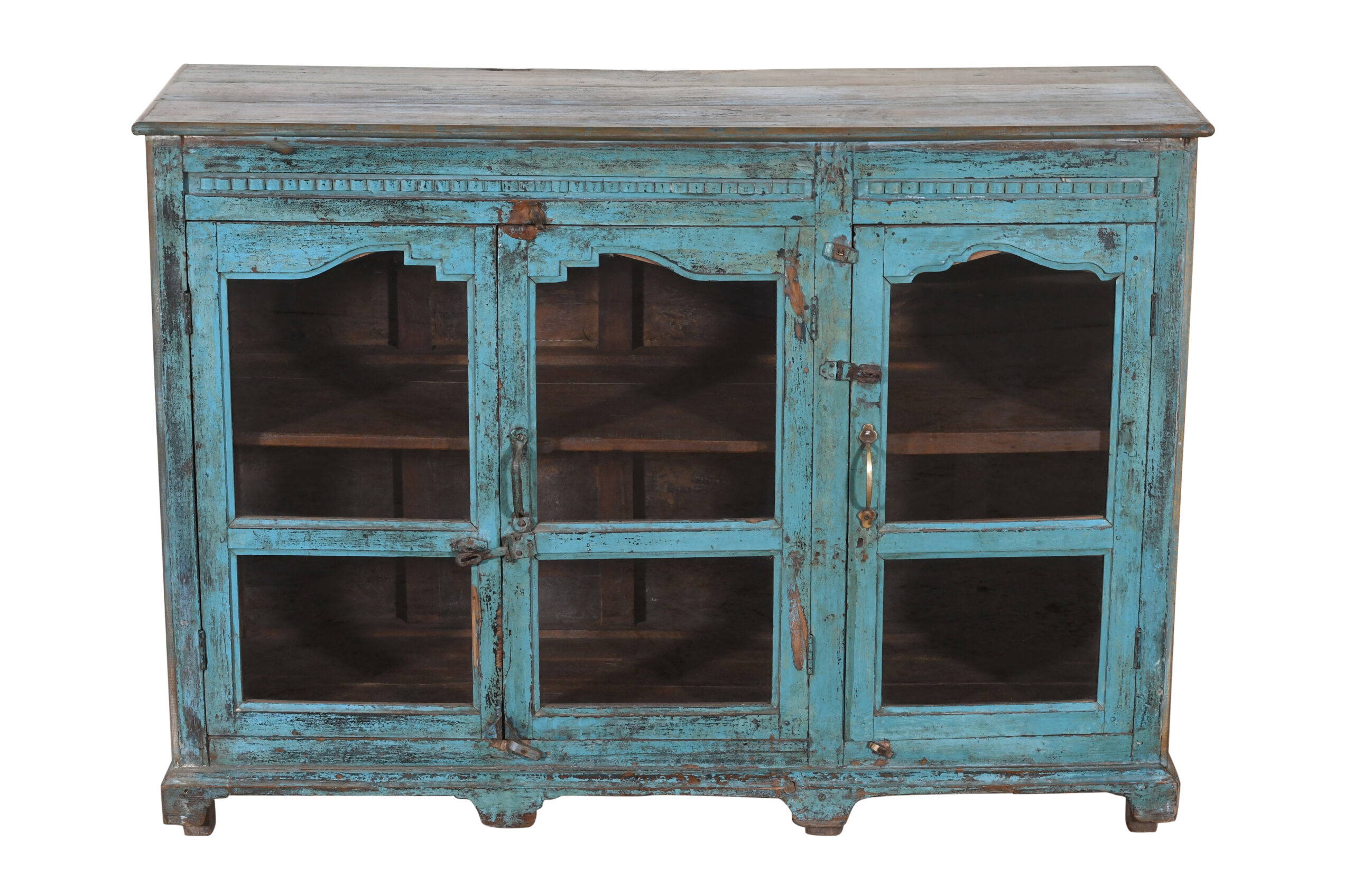 Antique Indian Burma Teak Wood Almirah or Sideboard Display Cupboard - Image 4