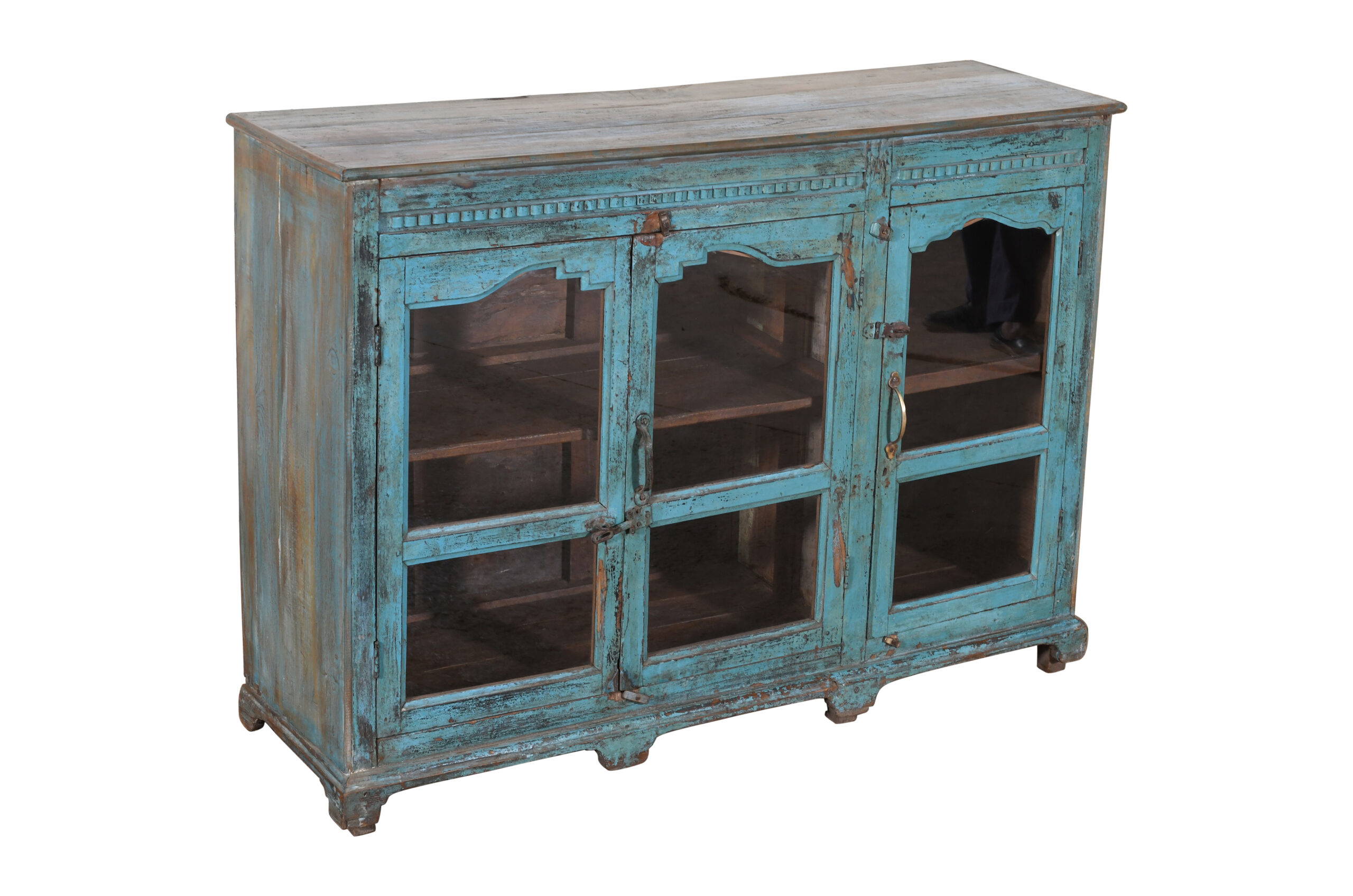 Antique Indian Burma Teak Wood Almirah or Sideboard Display Cupboard - Image 3