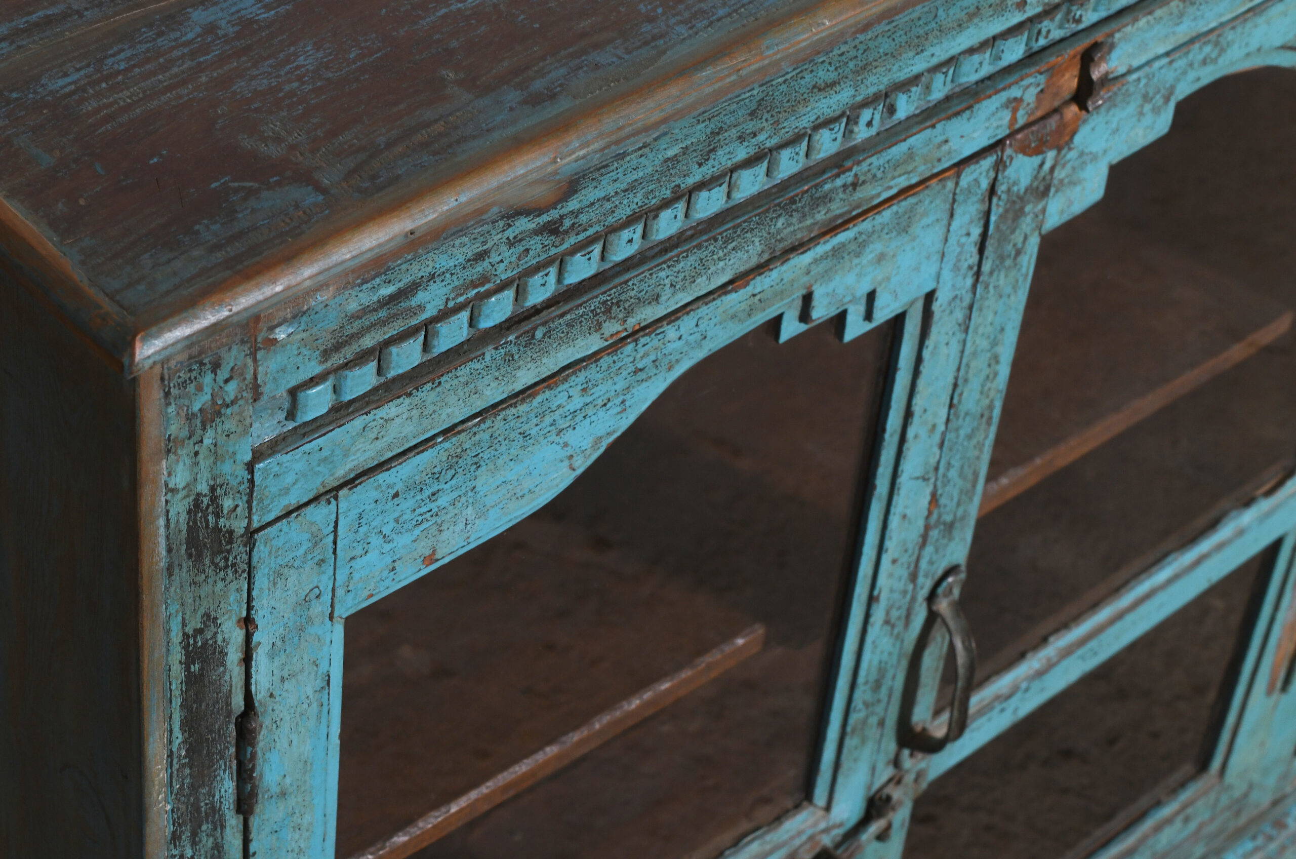 Antique Indian Burma Teak Wood Almirah or Sideboard Display Cupboard - Image 2