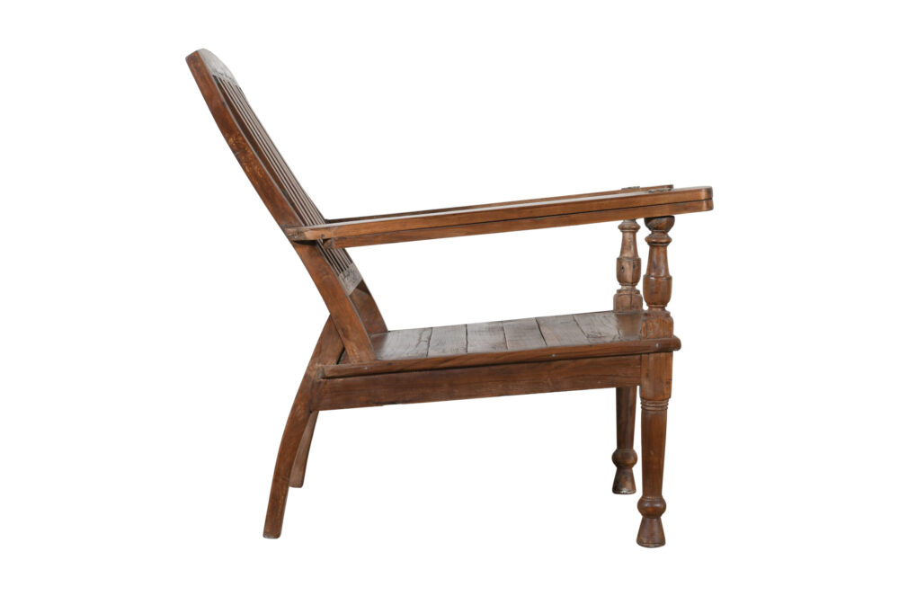 Antique Indian Teak Wood Veranda Plantation Chair - Image 5