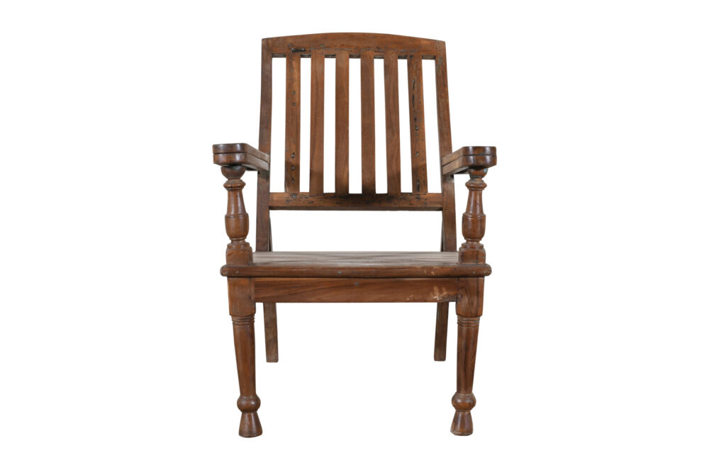 Antique Indian Teak Wood Veranda Plantation Chair - Image 3