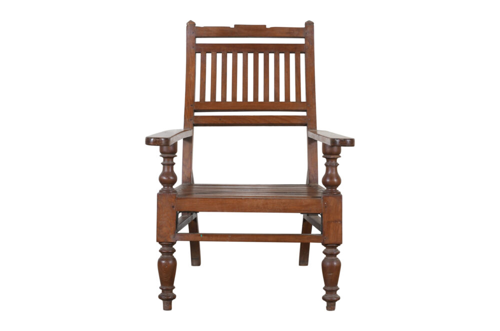 Antique Indian Teak Wood Veranda Plantation Chair - Image 2