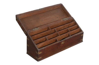 Antique Indian Campaign Furniture Mahogany Table Top Writing Box