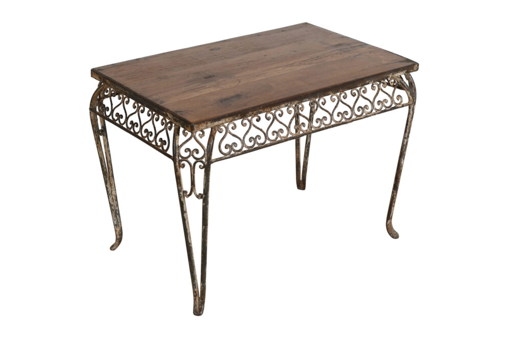 Fine Matching Pair (2) of Antique Indian Iron and Teak Wood Side Tables - Image 5