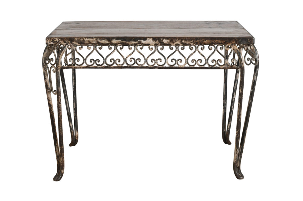 Fine Matching Pair (2) of Antique Indian Iron and Teak Wood Side Tables - Image 4