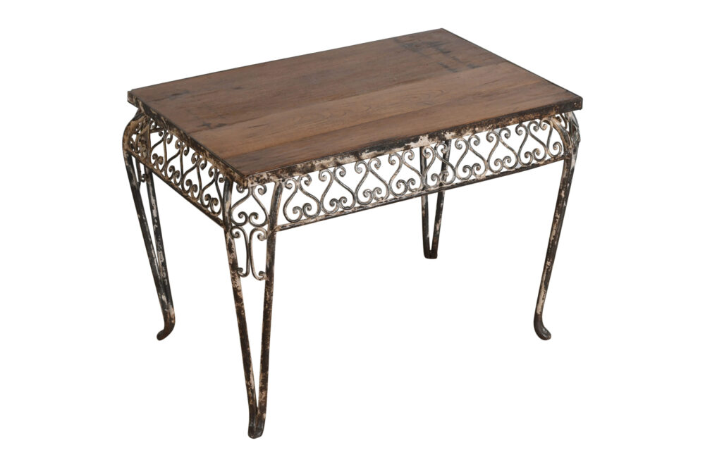 Fine Matching Pair (2) of Antique Indian Iron and Teak Wood Side Tables - Image 2