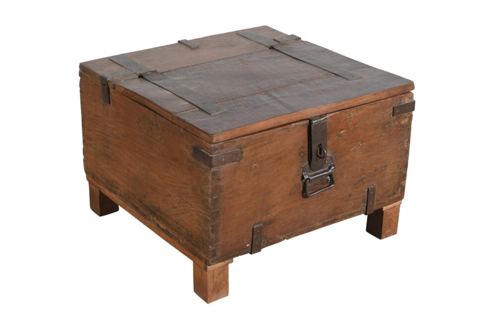Antique Indian Teak Wood Iron Bound Pitara Chest - Image 2