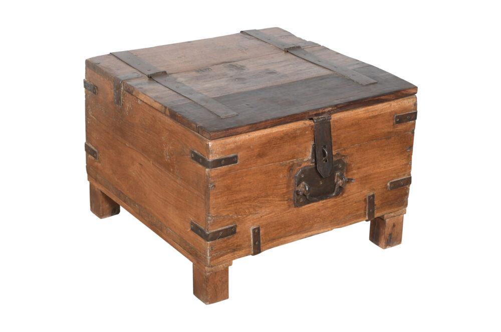Antique Indian Teak Wood Iron Bound Pitara Chest - Image 2
