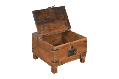 Antique Indian Teak Wood Iron Bound Pitara Chest