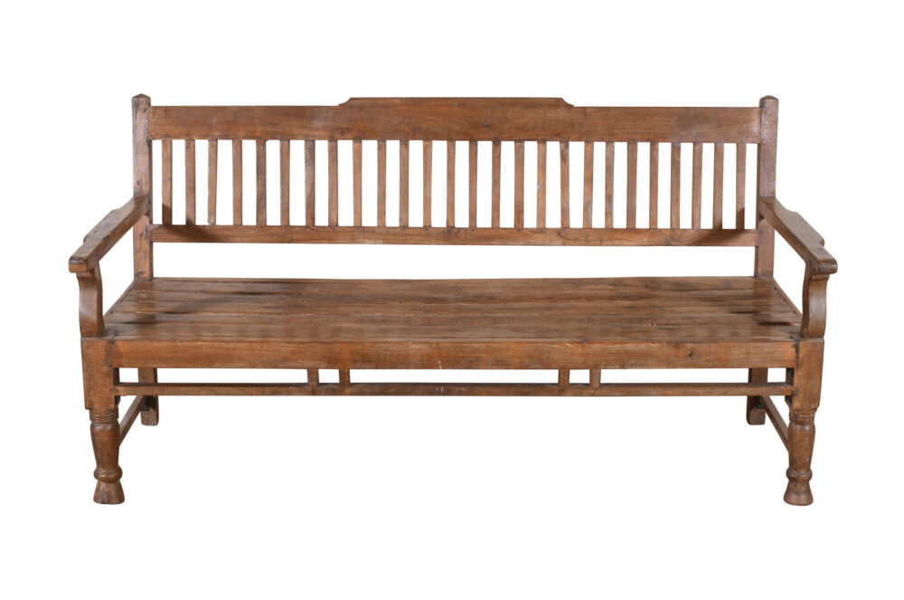 Antique Indian Teak Wood Veranda Bench - Image 3