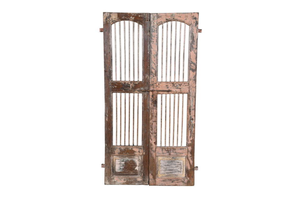 Antique Indian Teak Wood Jali Shutter Doors - Image 4