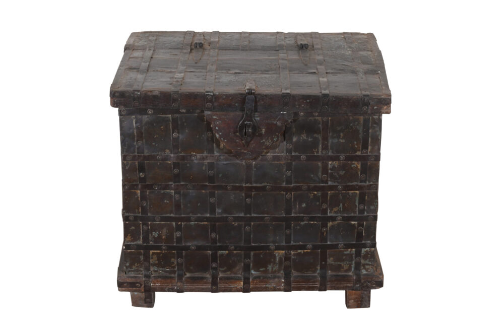 Antique Indian Teak Wood Pitara Dowry Chest - Image 4