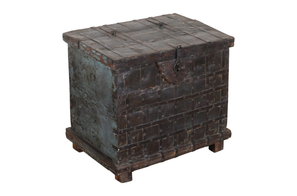 Antique Indian Teak Wood Pitara Dowry Chest - Image 3