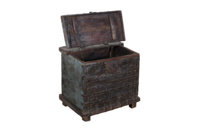 Antique Indian Teak Wood Pitara Dowry Chest