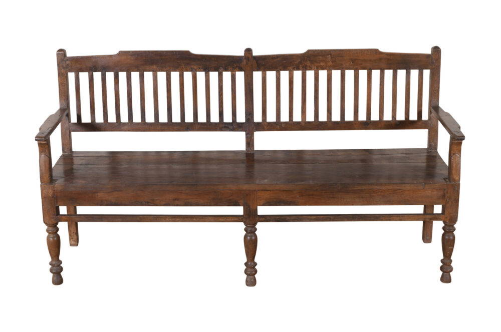 Antique Indian Teak Wood Chapel Bench - Image 3