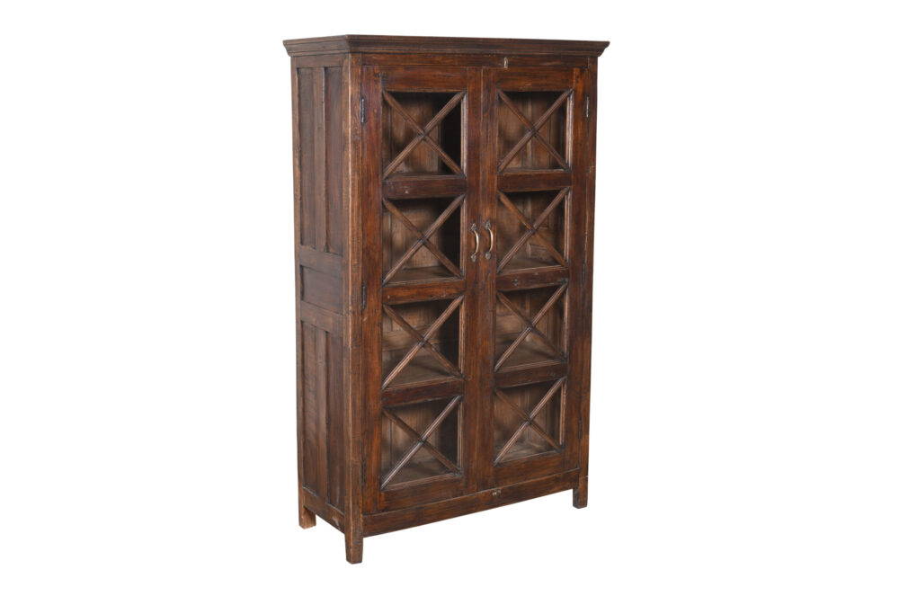 Antique Indian Teak Wood Library Cabinet - Image 4