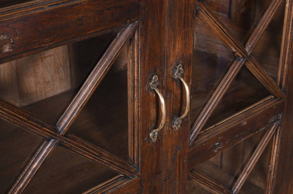 Antique Indian Teak Wood Library Cabinet - Image 2