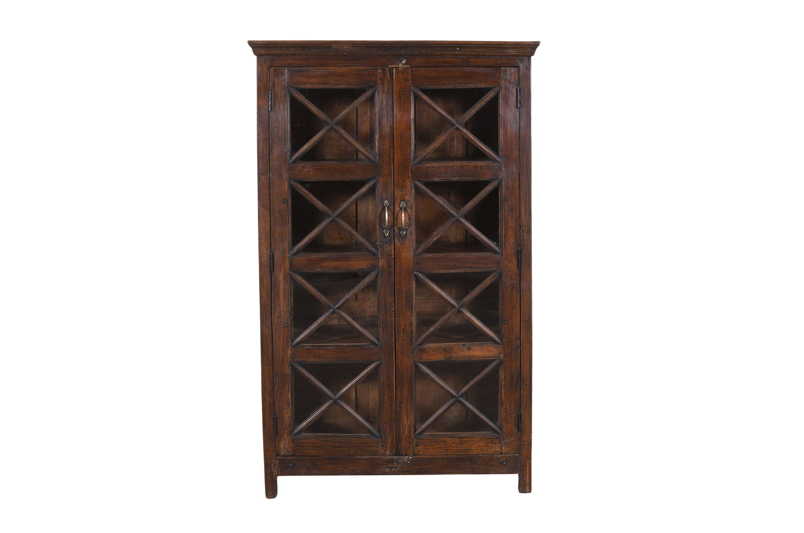 Antique Indian Teak Wood Library Cabinet