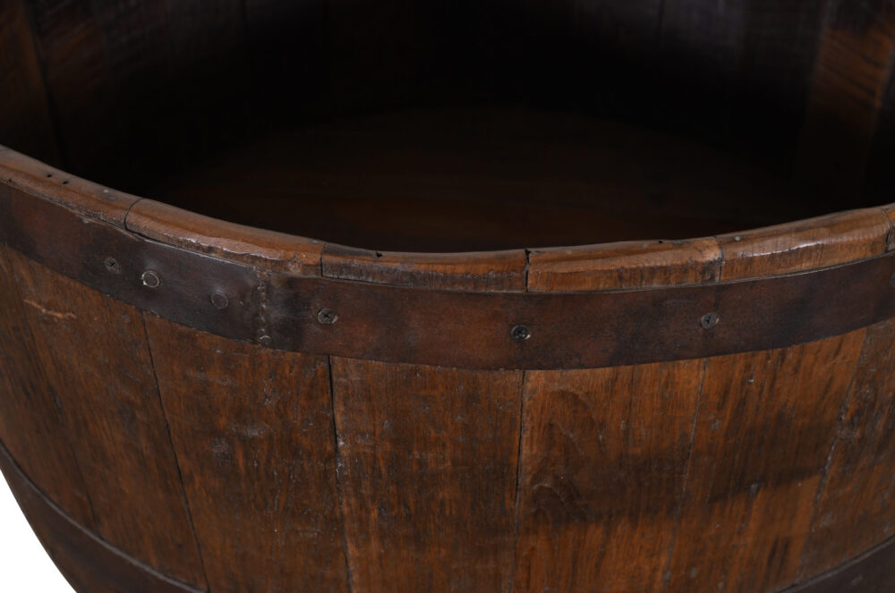 Antique Pair (2) Of Teak Wood Indian Reclaimed Barrel Plantes - Image 9