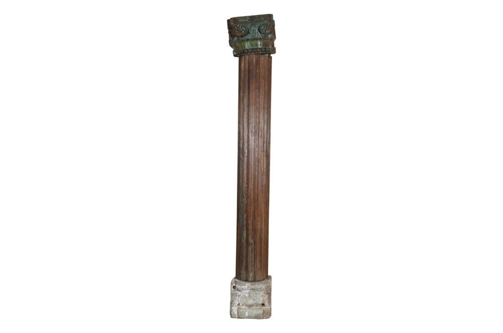 Antique Indian Teak Wood And Stone Set of 4 Pillars - Image 4