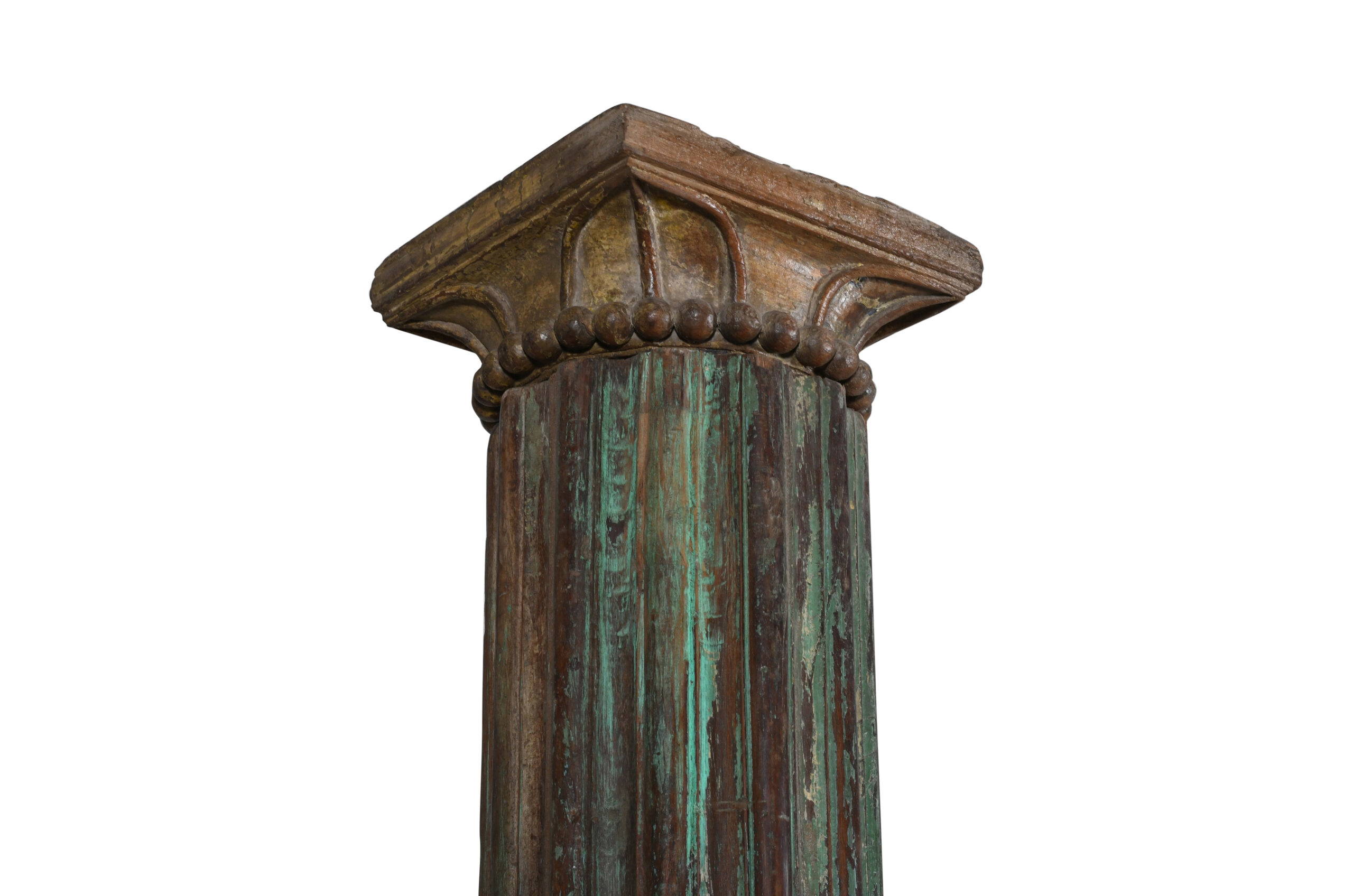 Antique Indian Teak Wood And Stone Set of 2 Pillars - Image 6