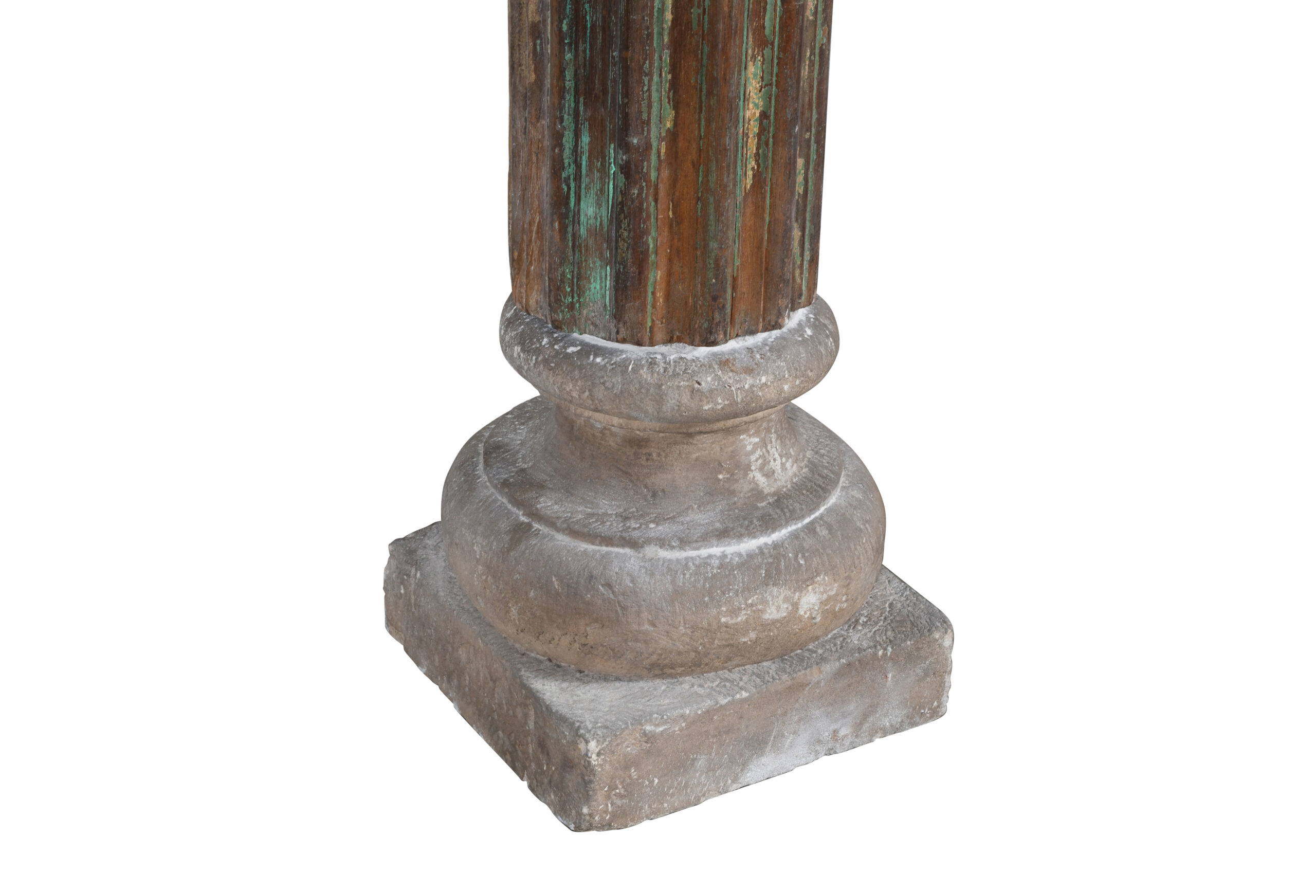 Antique Indian Teak Wood And Stone Set of 2 Pillars - Image 5
