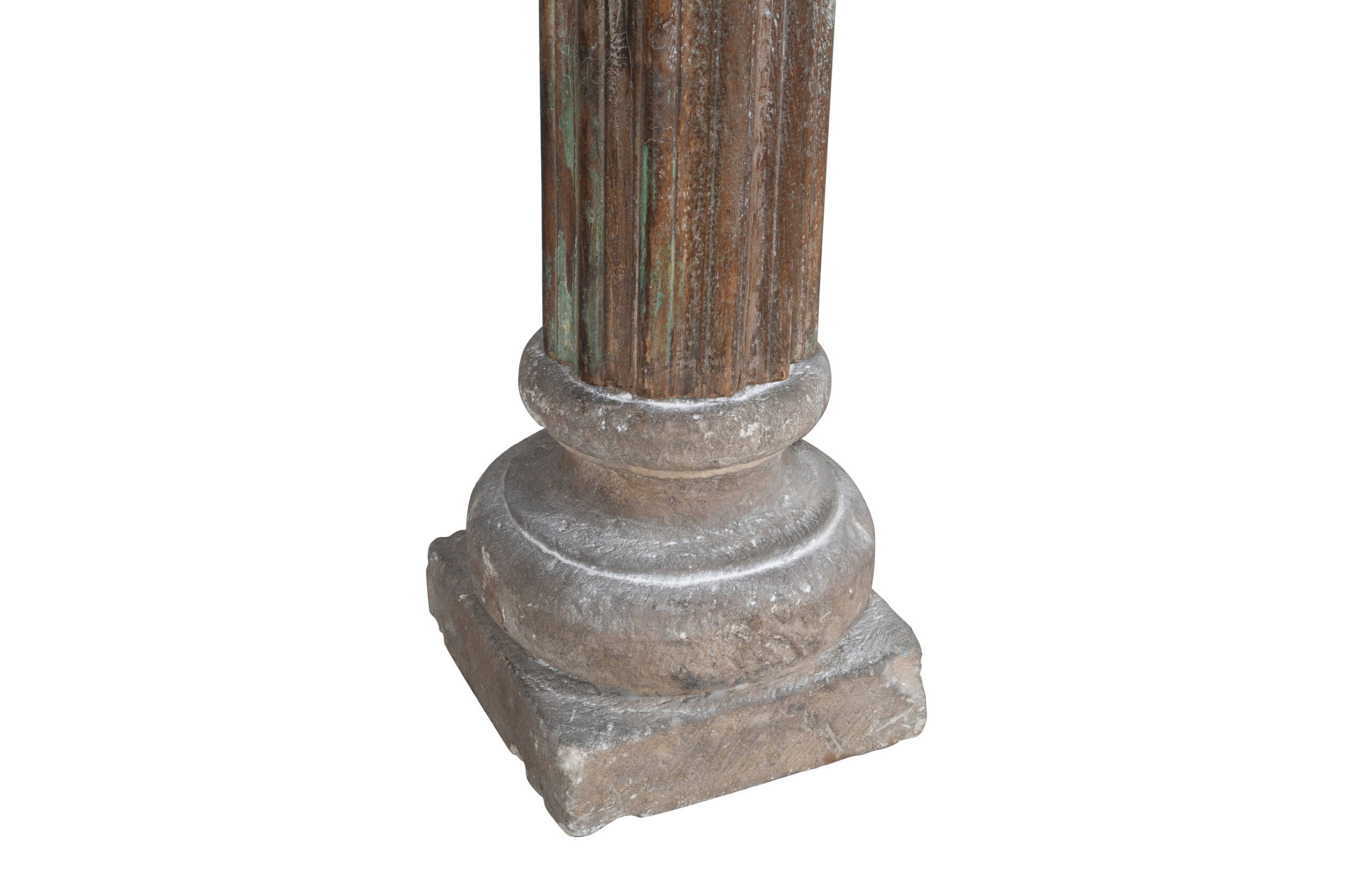 Antique Indian Teak Wood And Stone Set of 2 Pillars - Image 2