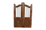 Antique Indian Teak and Iron Garden Dog Gate Pair