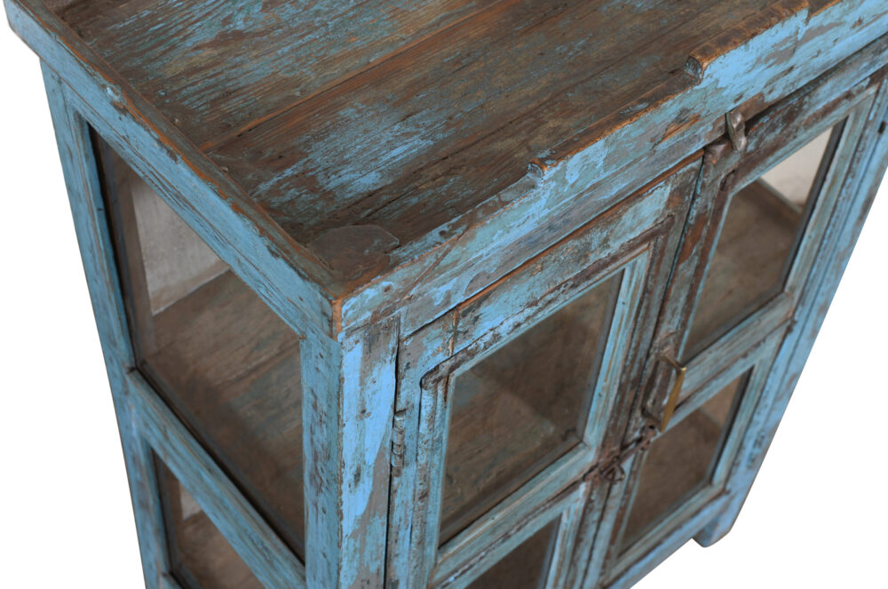 Antique Indian Burma Teak Wood Almirah Display Cupboard - Image 2