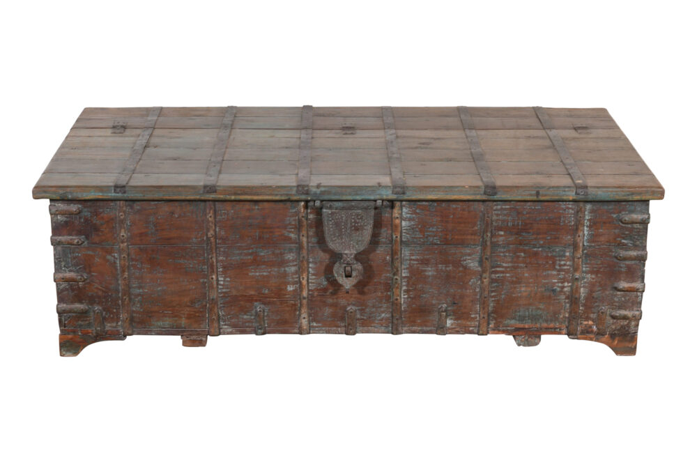 Antique Indian Teak Wood Surti Coffee Table Chest - Image 4