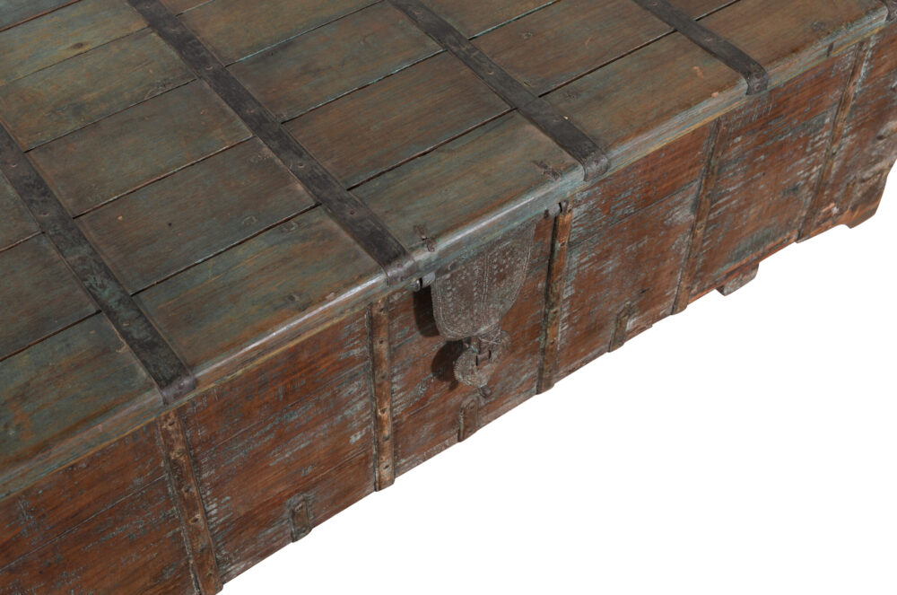 Antique Indian Teak Wood Surti Coffee Table Chest - Image 2
