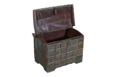 Antique Indian Teak Wood Pitara Dowry Chest