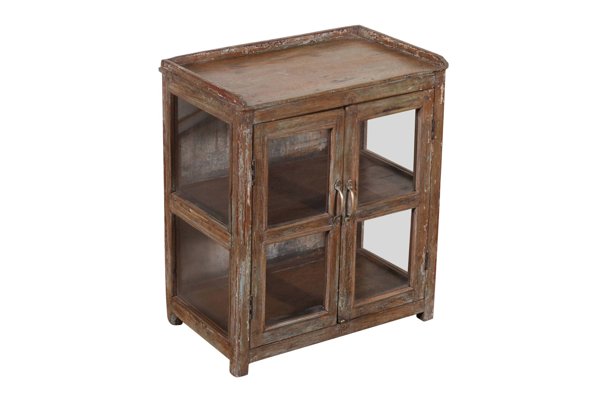 Antique Indian Burma Teak Wood Almirah Display Cupboard - Image 3