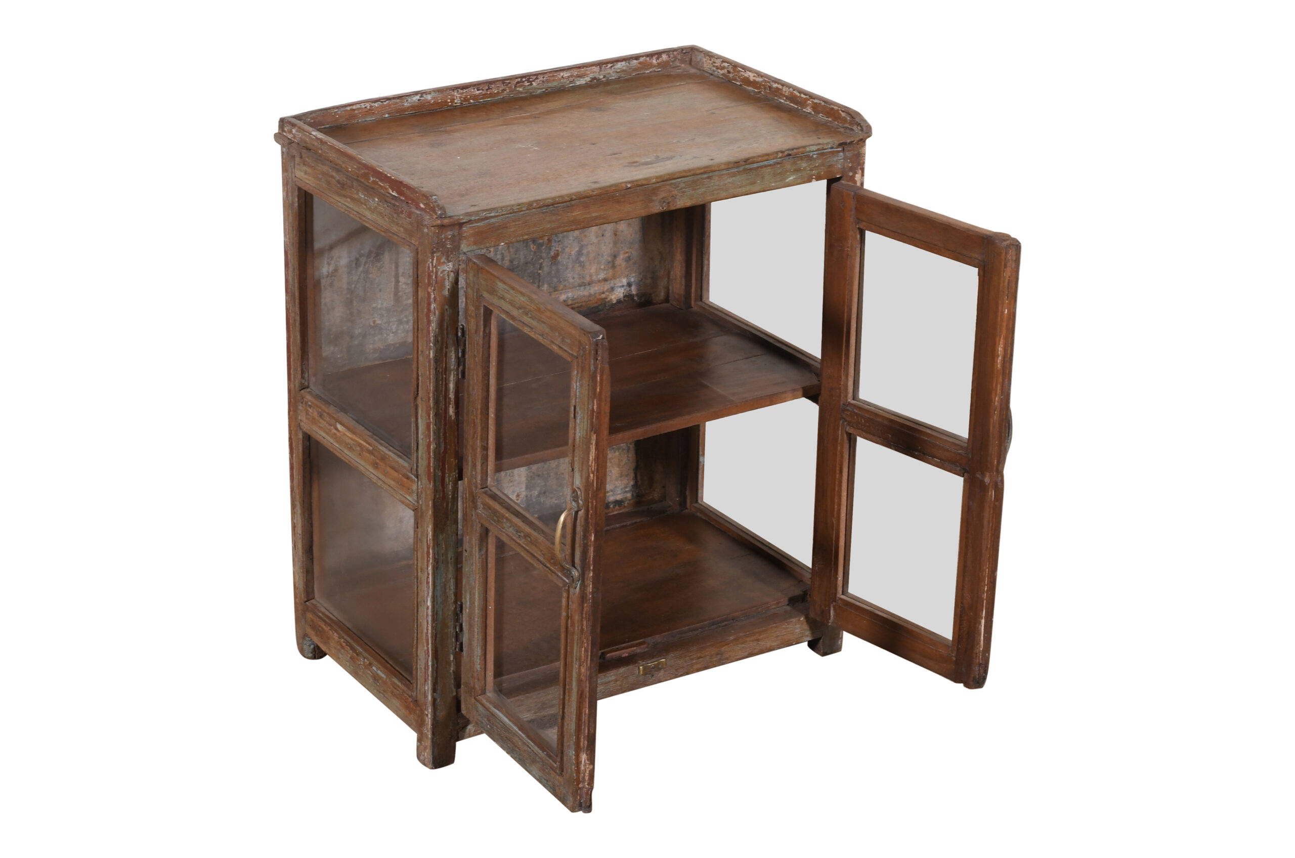 Antique Indian Burma Teak Wood Almirah Display Cupboard