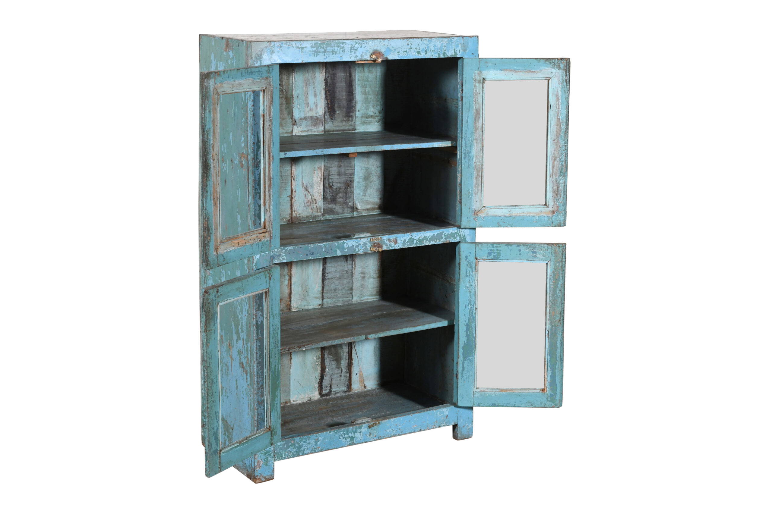 Antique Indian Burma Teak Wood Almirah or Sideboard Display Cupboard